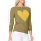 Love Heart Chenille Crewneck 3/4 Sleeve Pullover Sweater MK3595 (S-L)
