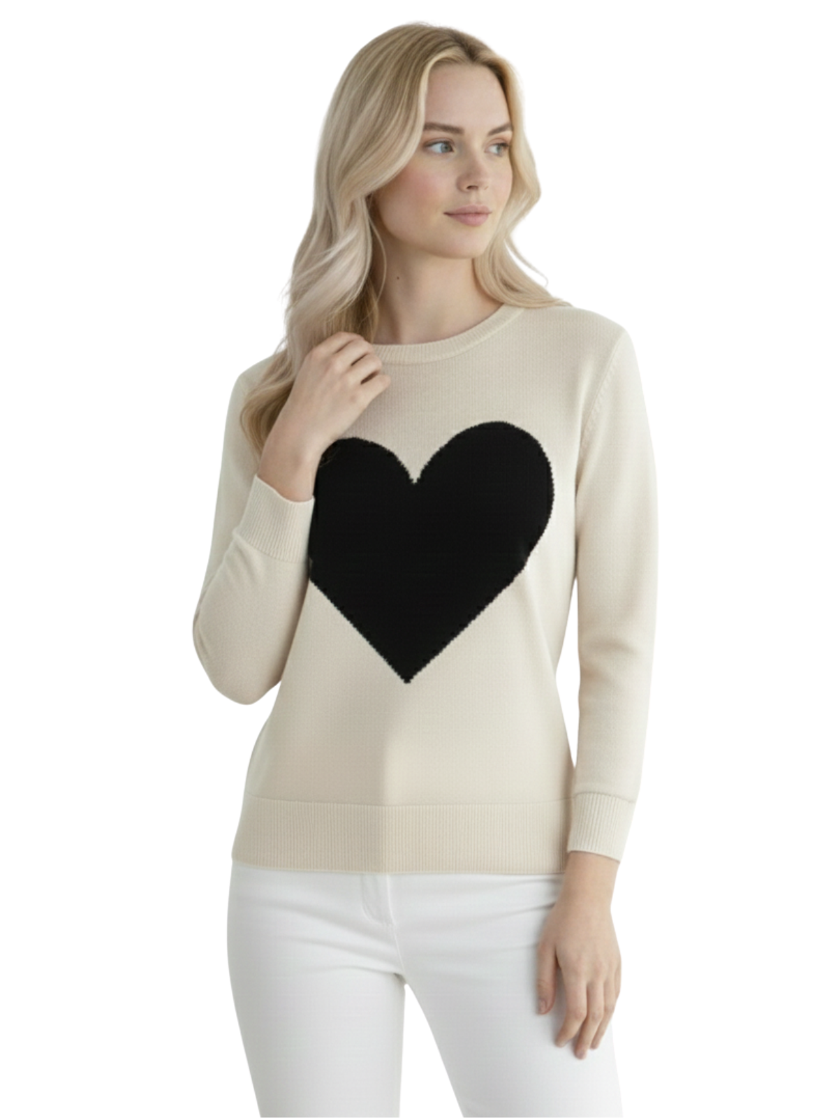 Love Heart Chenille Crewneck 3/4 Sleeve Pullover Sweater MK3595 (S-L)