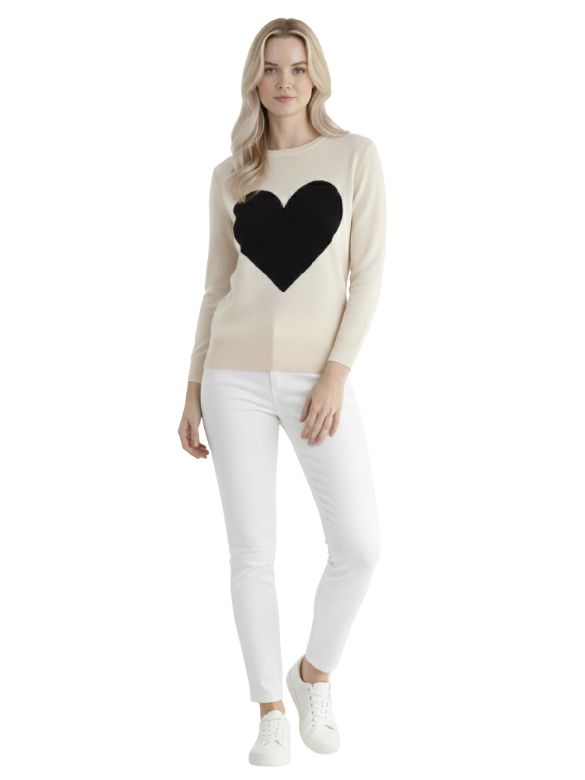 Love Heart Chenille Crewneck 3/4 Sleeve Pullover Sweater MK3595 (S-L)