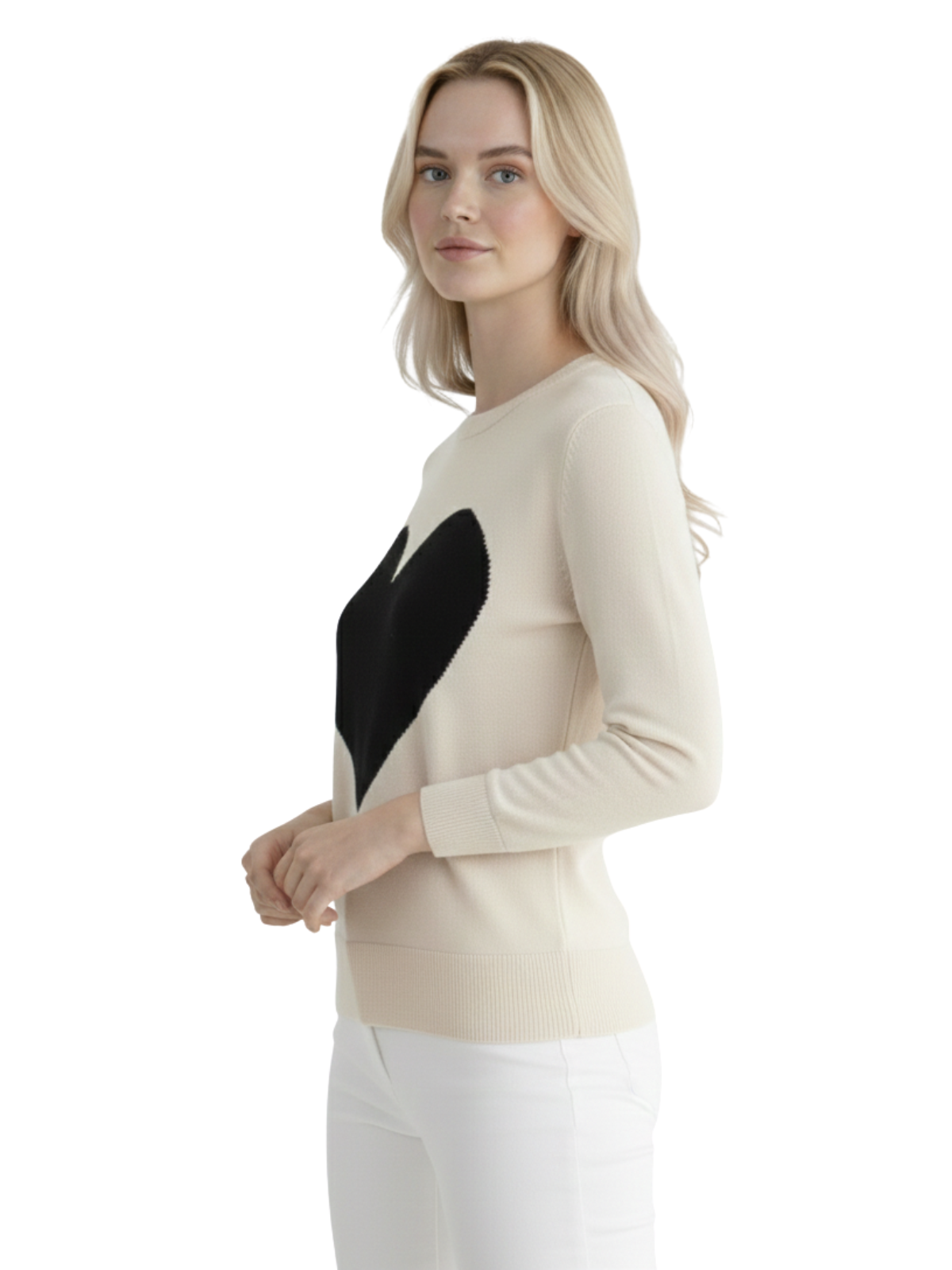 Love Heart Chenille Crewneck 3/4 Sleeve Pullover Sweater MK3595 (S-L)
