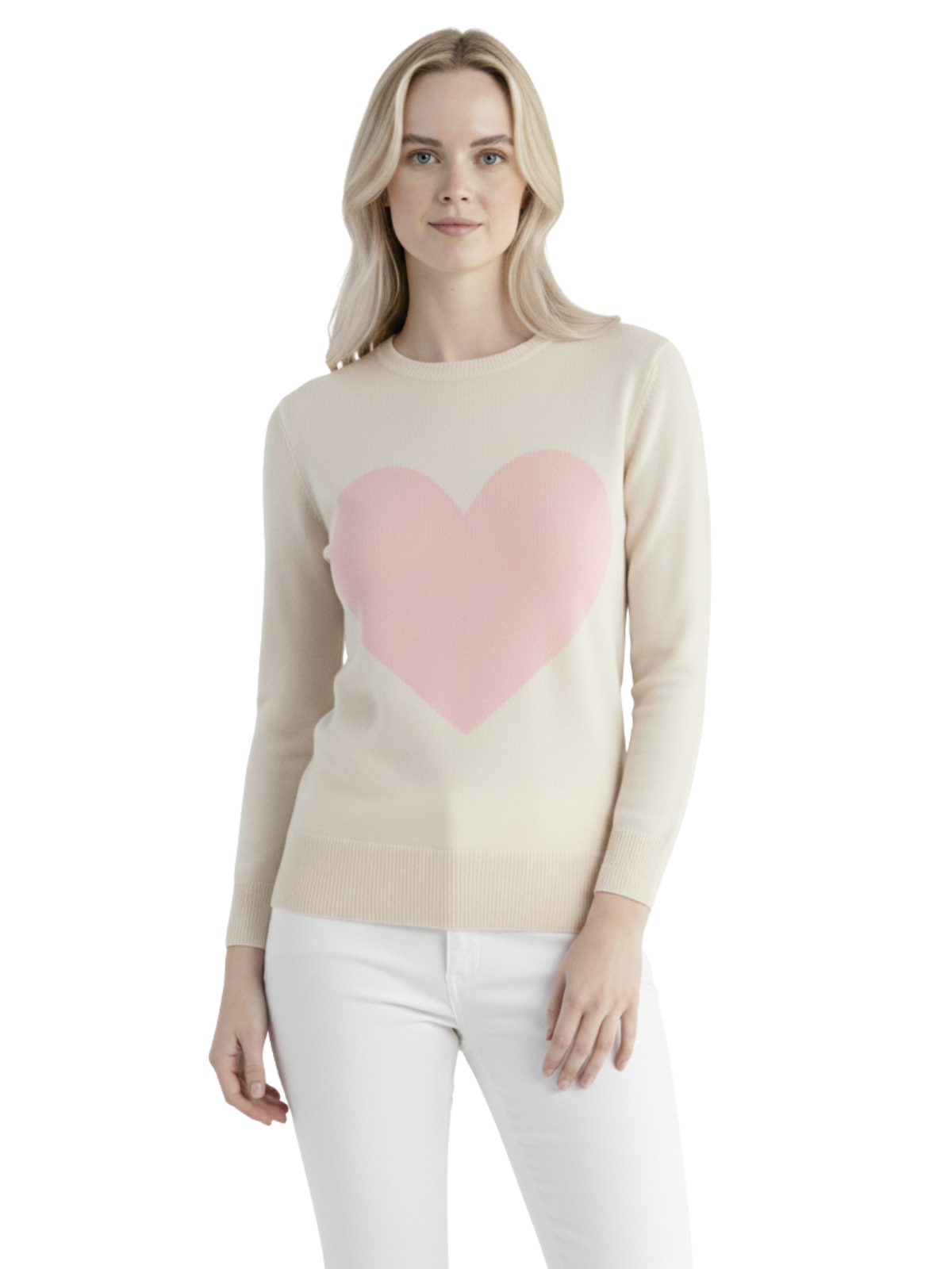Love Heart Chenille Crewneck 3/4 Sleeve Pullover Sweater MK3595 (S-L)