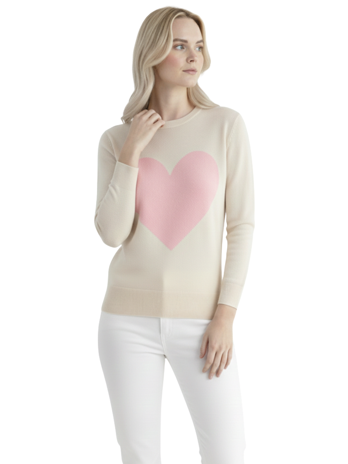 Love Heart Chenille Crewneck 3/4 Sleeve Pullover Sweater MK3595 (S-L)