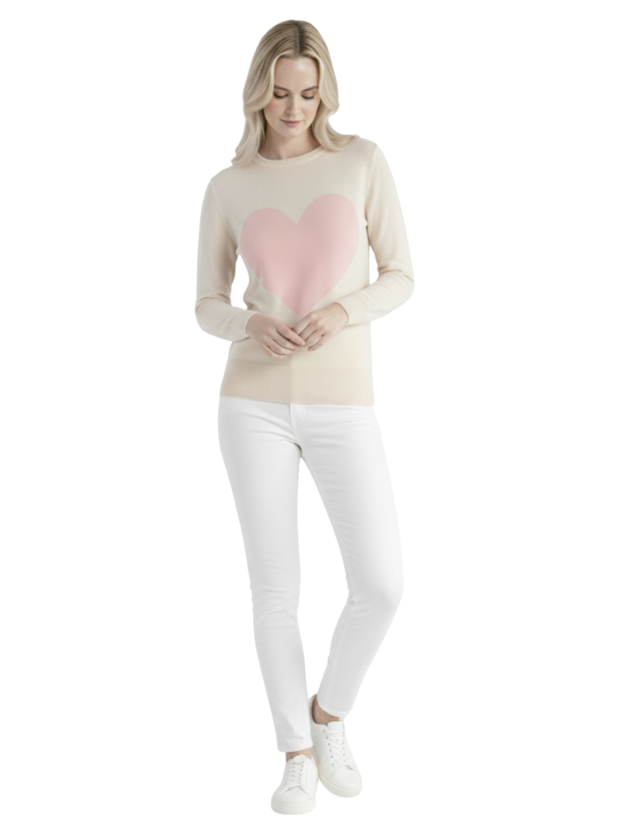 Love Heart Chenille Crewneck 3/4 Sleeve Pullover Sweater MK3595 (S-L)