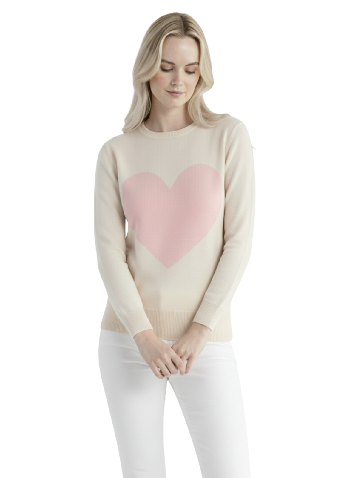 Love Heart Chenille Crewneck 3/4 Sleeve Pullover Sweater MK3595 (S-L)