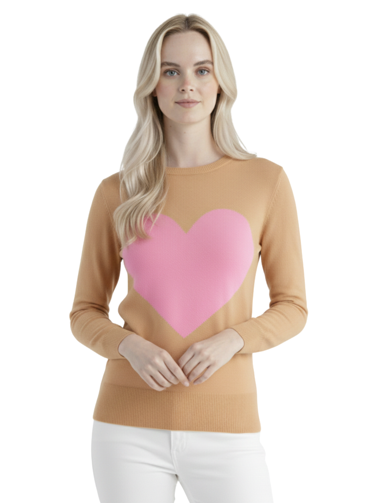 Love Heart Chenille Crewneck 3/4 Sleeve Pullover Sweater MK3595 (S-L)
