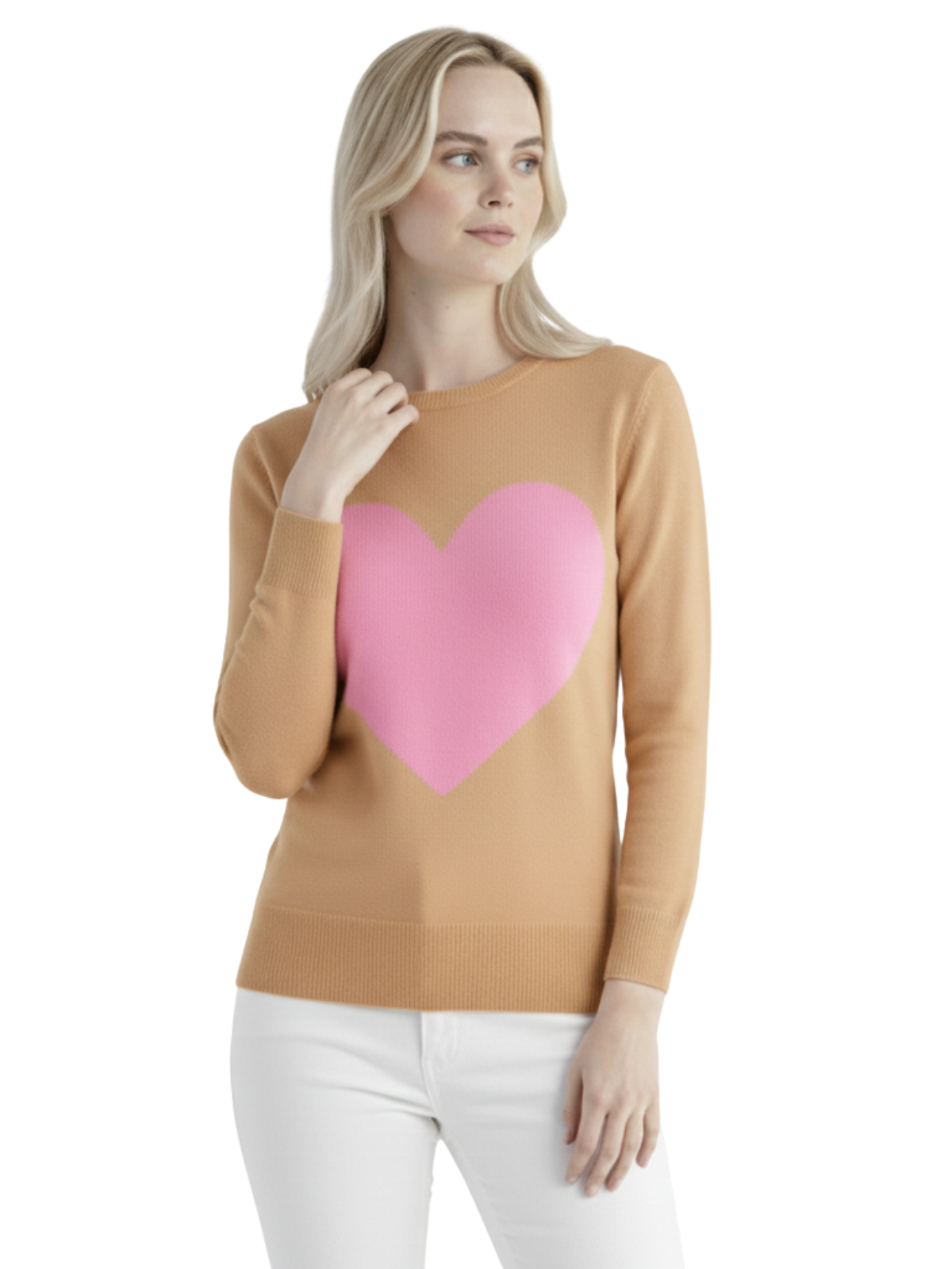 Love Heart Chenille Crewneck 3/4 Sleeve Pullover Sweater MK3595 (S-L)