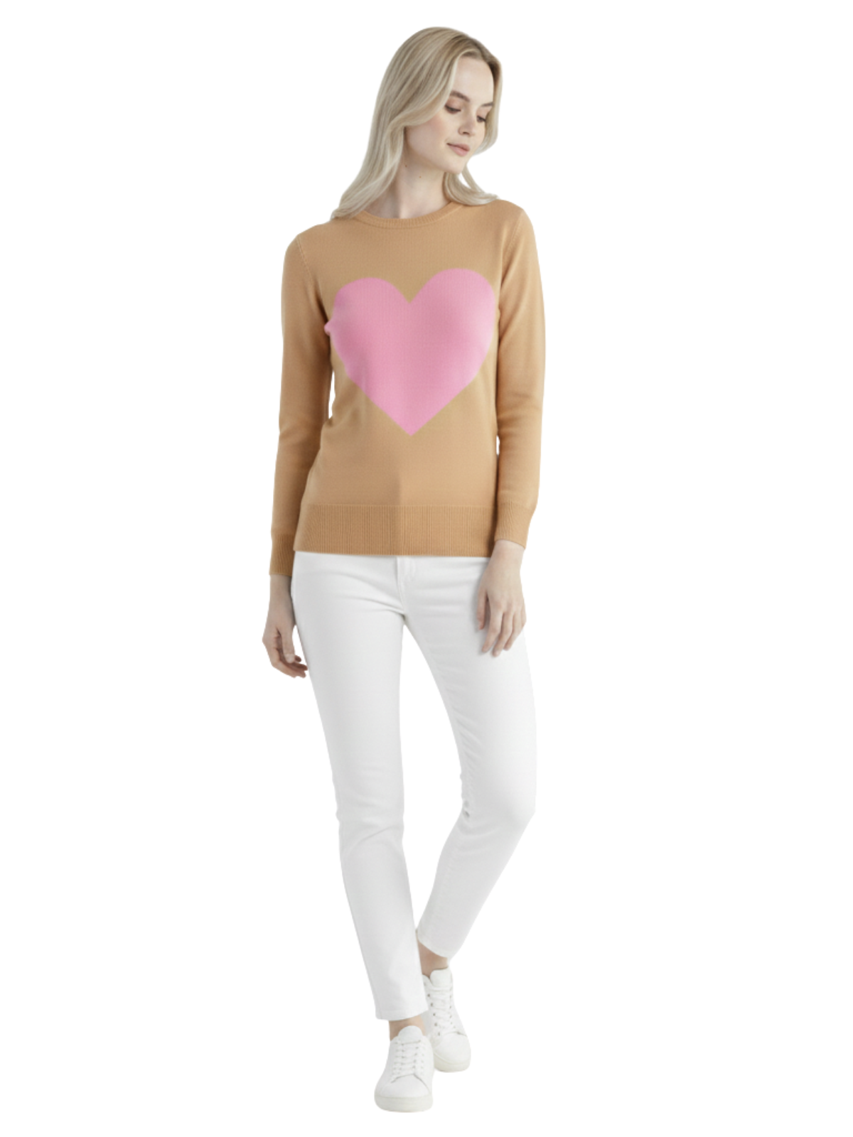 Love Heart Chenille Crewneck 3/4 Sleeve Pullover Sweater MK3595 (S-L)