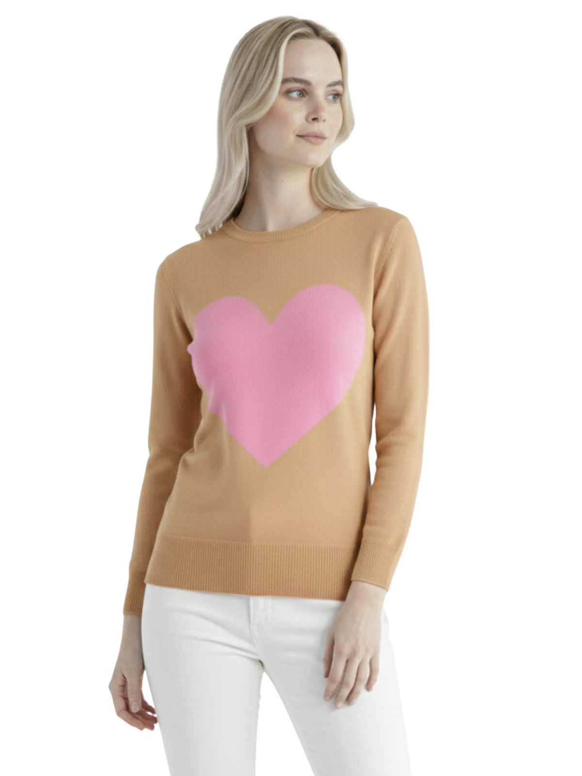 Love Heart Chenille Crewneck 3/4 Sleeve Pullover Sweater MK3595 (S-L)