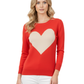 Love Heart Chenille Crewneck 3/4 Sleeve Pullover Sweater MK3595 (S-L)