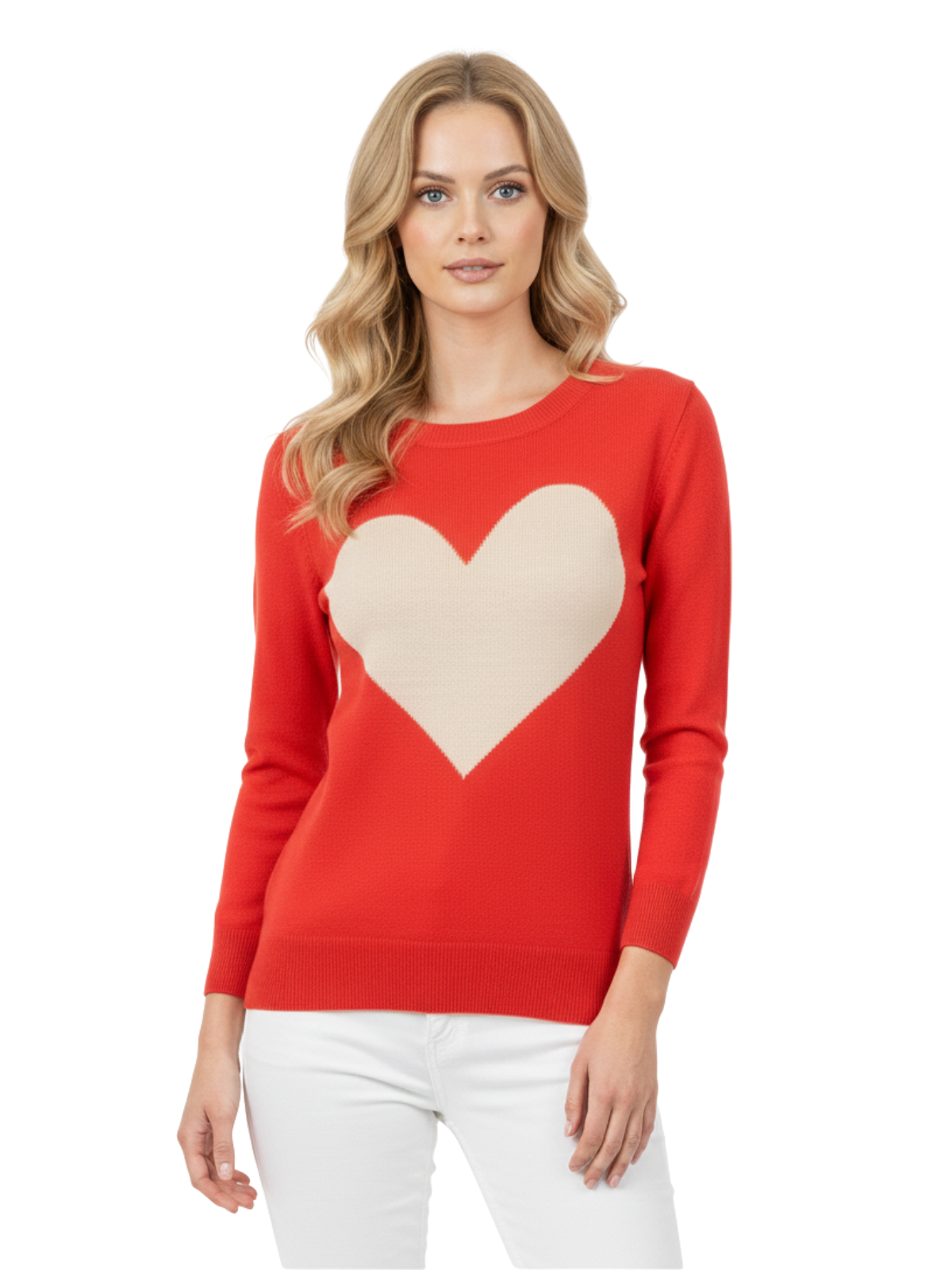 Love Heart Chenille Crewneck 3/4 Sleeve Pullover Sweater MK3595 (S-L)