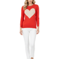 Love Heart Chenille Crewneck 3/4 Sleeve Pullover Sweater MK3595 (S-L)