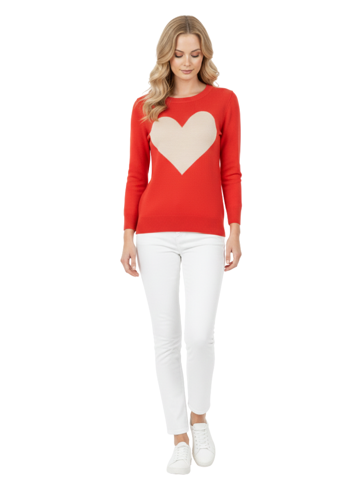 Love Heart Chenille Crewneck 3/4 Sleeve Pullover Sweater MK3595 (S-L)