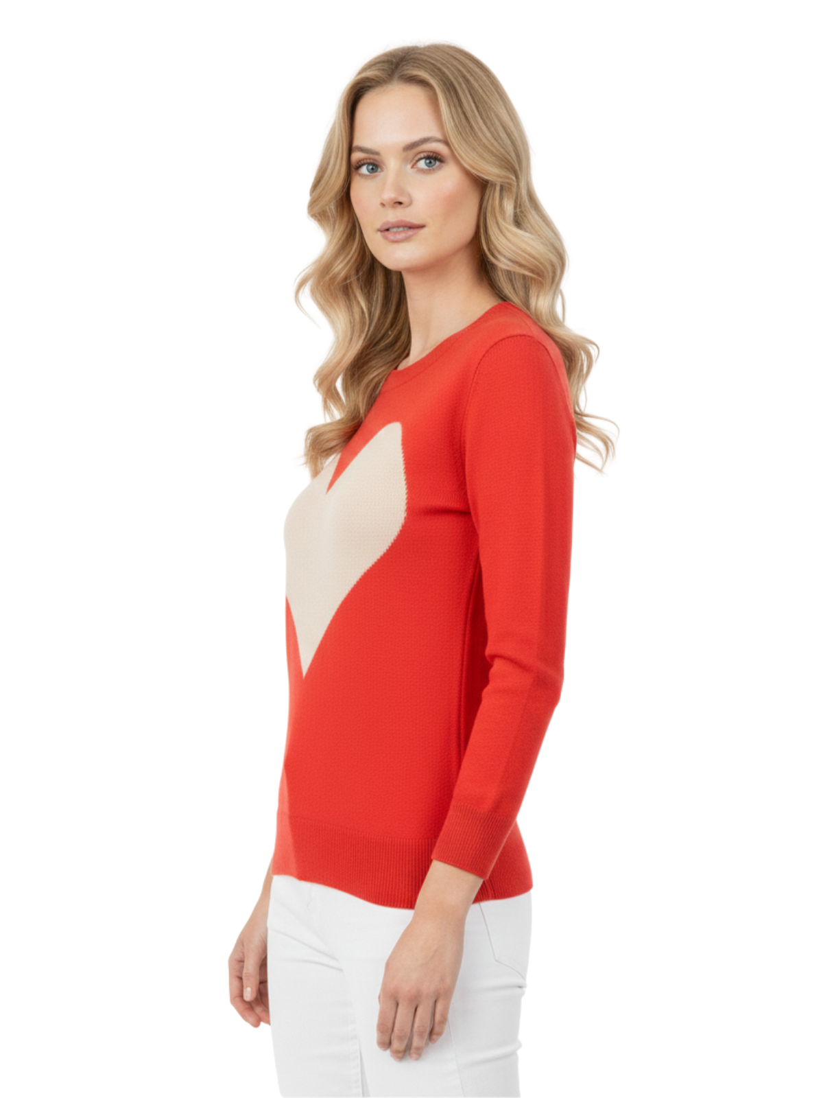 Love Heart Chenille Crewneck 3/4 Sleeve Pullover Sweater MK3595 (S-L)