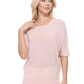 Half Dolman Sleeve Sheer Cool Knit Sweater Top MK3621 (S-L)