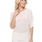 Half Dolman Sleeve Sheer Cool Knit Sweater Top MK3621 (S-L)