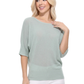 Half Dolman Sleeve Sheer Cool Knit Sweater Top MK3621 (S-L)
