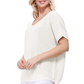 Open Back Half Sleeve Loose Fit Summer Knit Top MK3626 (S-L)