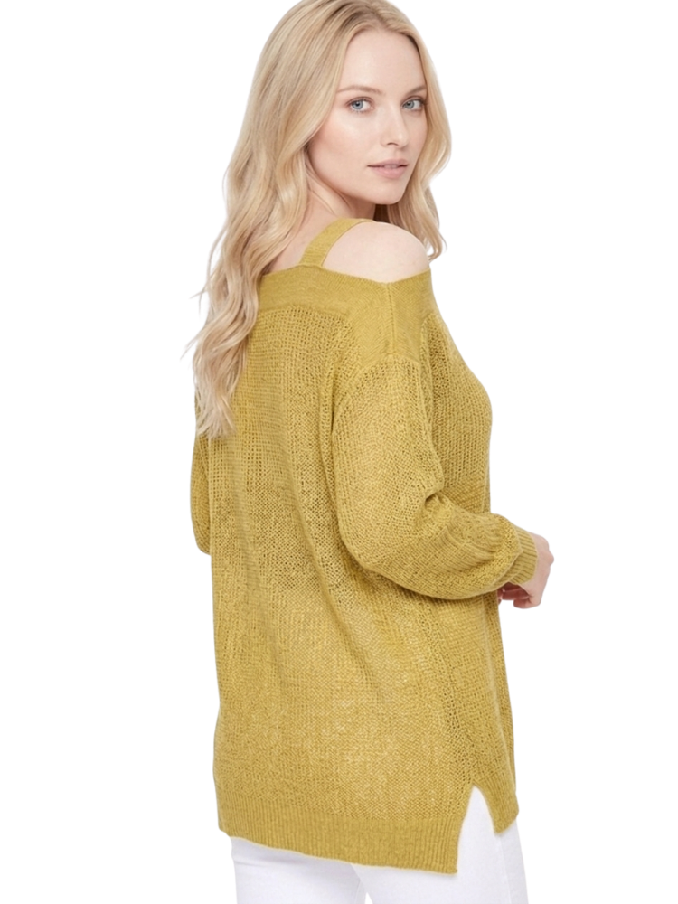 Cold Shoulder Knit Tunic Top Pullover Summer Sweater MK3631 (S-L)