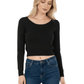 Round Neck Long Sleeve Crop Sweater Knit Crop Top MK3637 (S-XL)