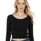 Round Neck Long Sleeve Crop Sweater Knit Crop Top MK3637 (S-XL)