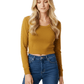 Round Neck Long Sleeve Crop Sweater Knit Crop Top MK3637 (S-XL)