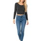 Round Neck Long Sleeve Crop Sweater Knit Crop Top MK3637 (S-XL)