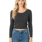 Round Neck Long Sleeve Crop Sweater Knit Crop Top MK3637 (S-XL)