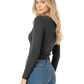 Round Neck Long Sleeve Crop Sweater Knit Crop Top MK3637 (S-XL)