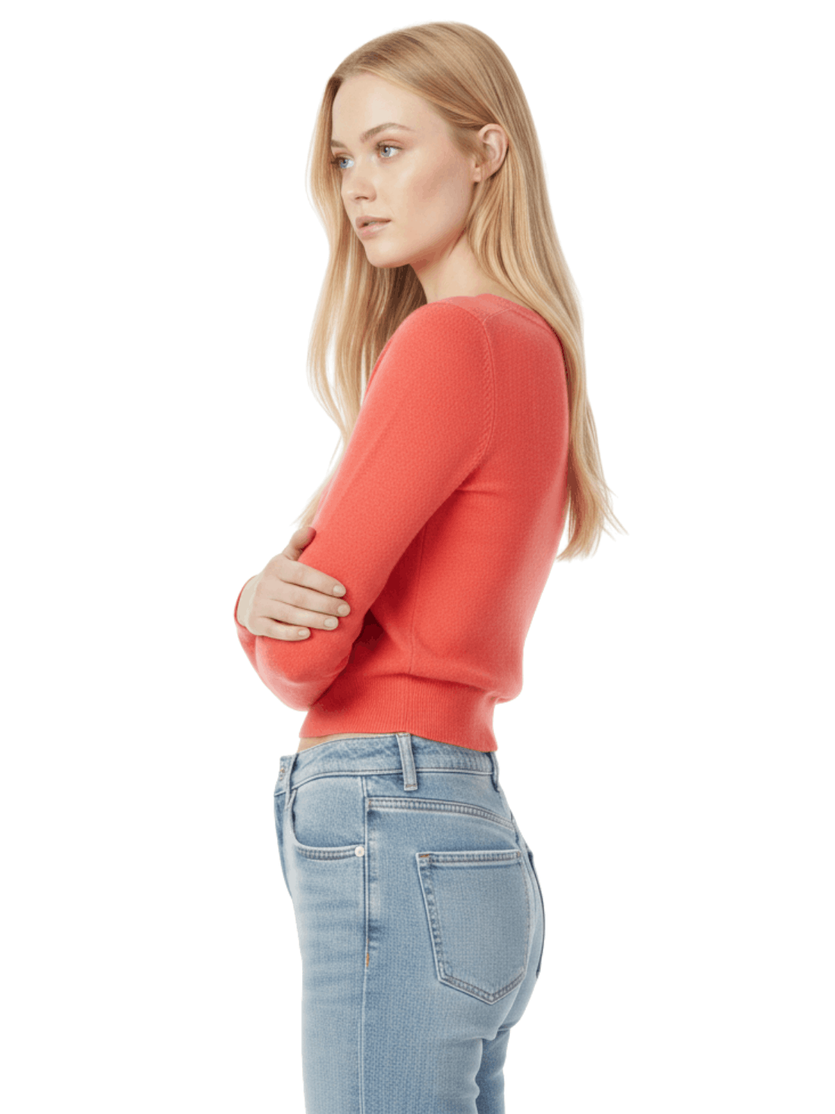 Round Neck Long Sleeve Crop Sweater Knit Crop Top MK3637 (S-XL)