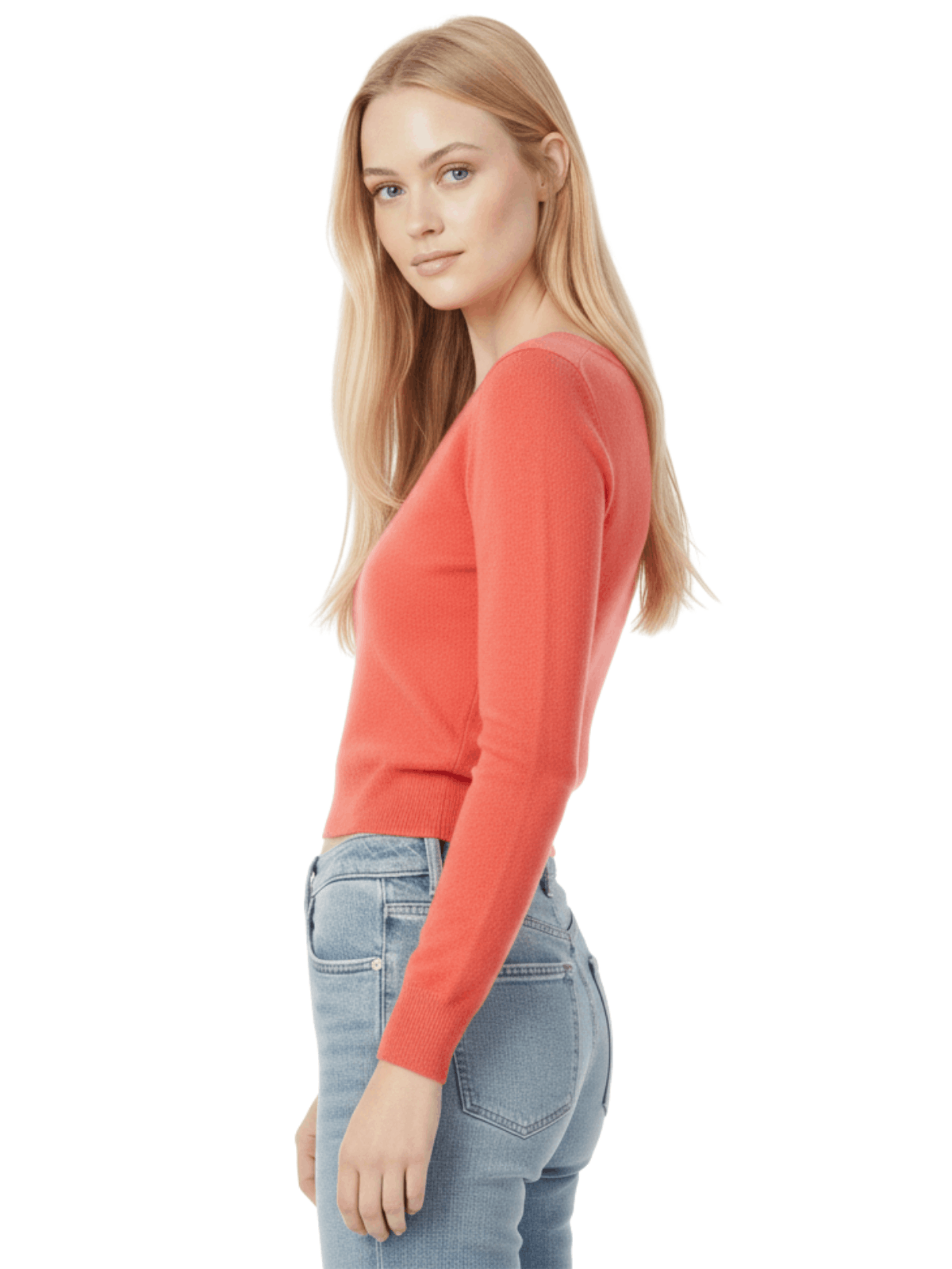 Round Neck Long Sleeve Crop Sweater Knit Crop Top MK3637 (S-XL)