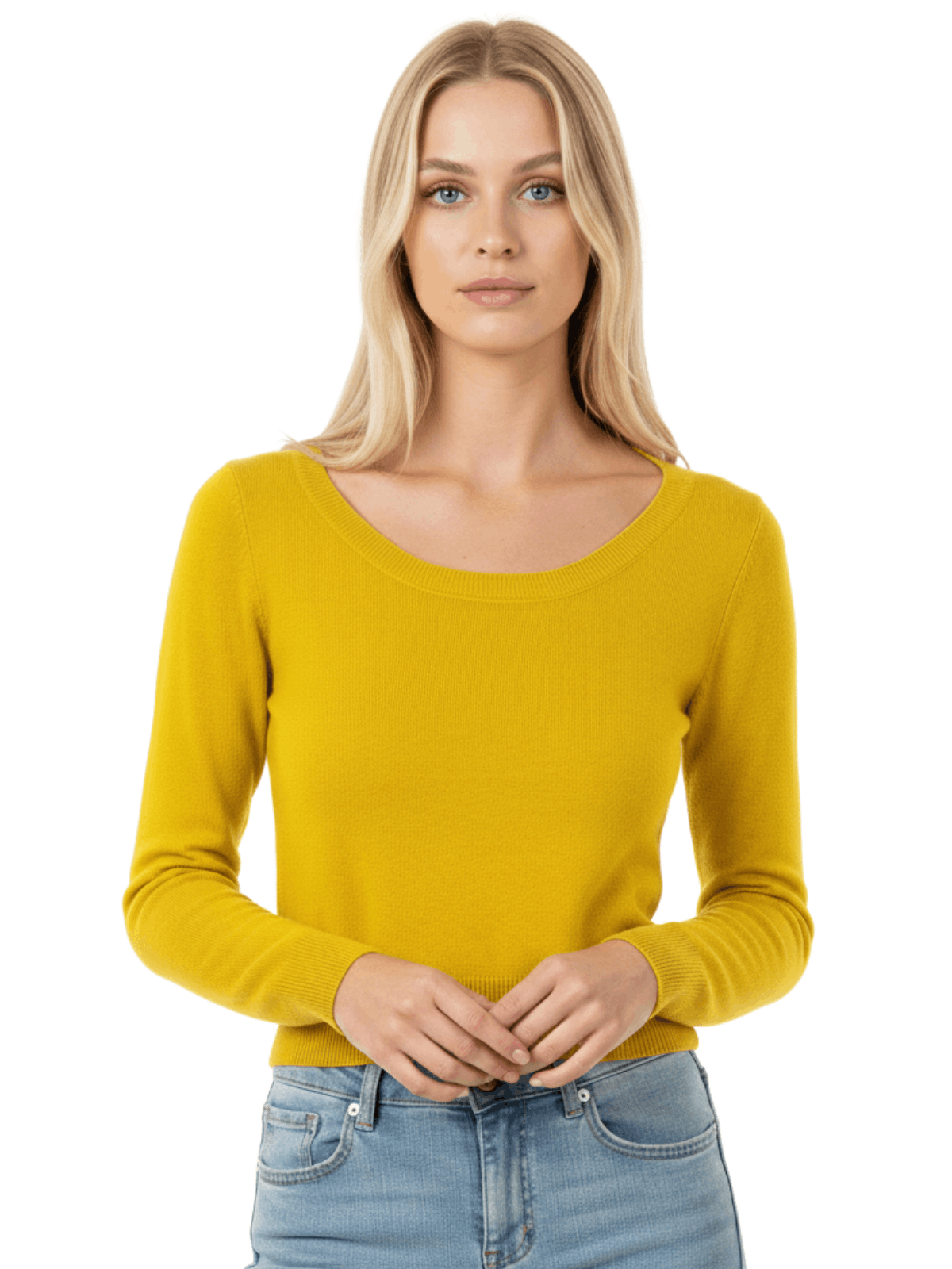 Round Neck Long Sleeve Crop Sweater Knit Crop Top MK3637 (S-XL)