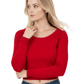 Round Neck Long Sleeve Crop Sweater Knit Crop Top MK3637 (S-XL)
