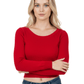 Round Neck Long Sleeve Crop Sweater Knit Crop Top MK3637 (S-XL)