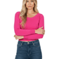 Round Neck Long Sleeve Crop Sweater Knit Crop Top MK3637 (S-XL)