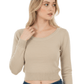 Round Neck Long Sleeve Crop Sweater Knit Crop Top MK3637 (S-XL)
