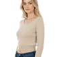 Round Neck Long Sleeve Crop Sweater Knit Crop Top MK3637 (S-XL)