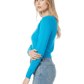 Round Neck Long Sleeve Crop Sweater Knit Crop Top MK3637 (S-XL)