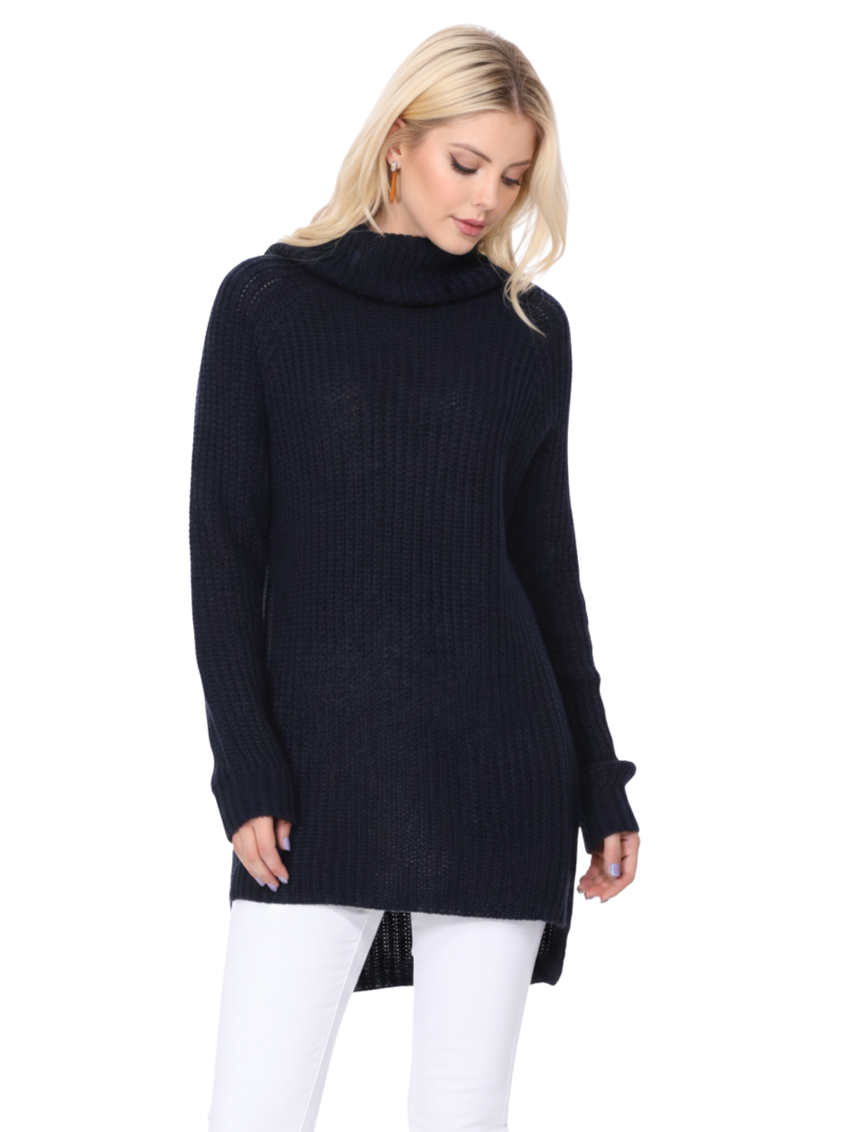 Women's Long Sleeve Turtleneck Pullover Tunic Sweater MK3660 (S-L)
