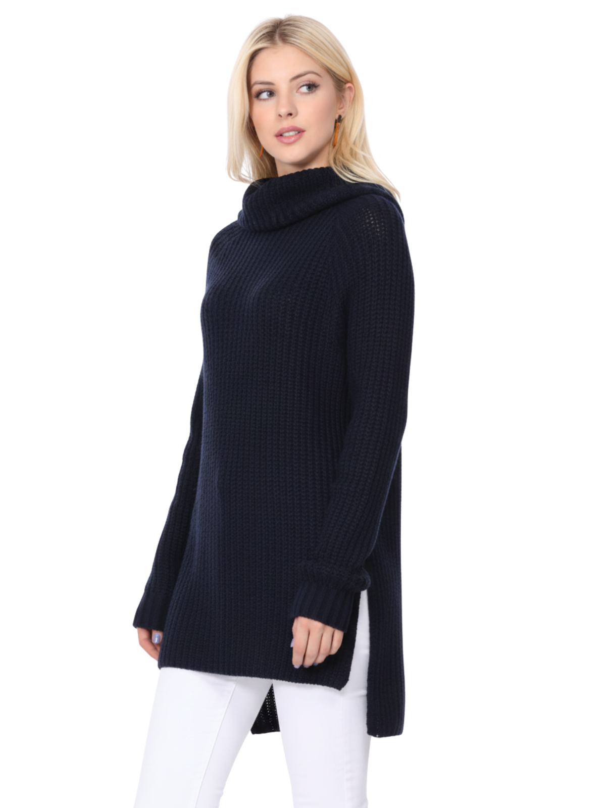 Women's Long Sleeve Turtleneck Pullover Tunic Sweater MK3660 (S-L)