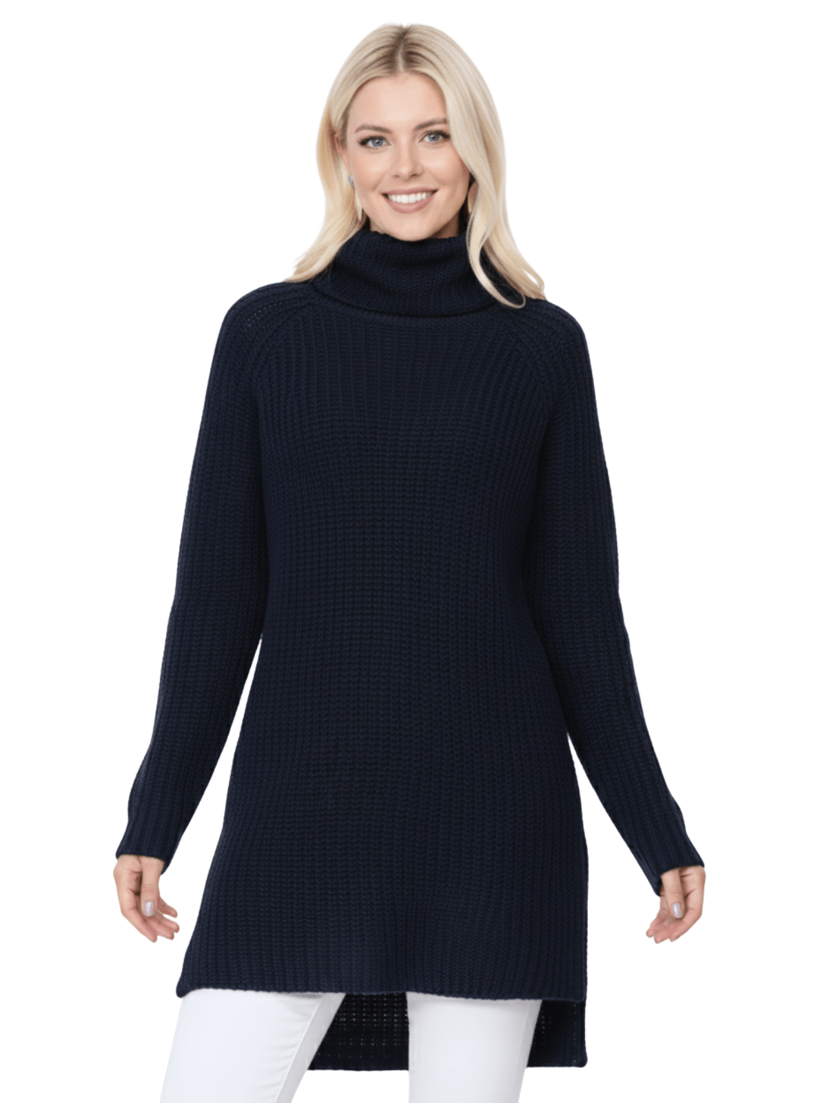 Women's Long Sleeve Turtleneck Pullover Tunic Sweater MK3660 (S-L)
