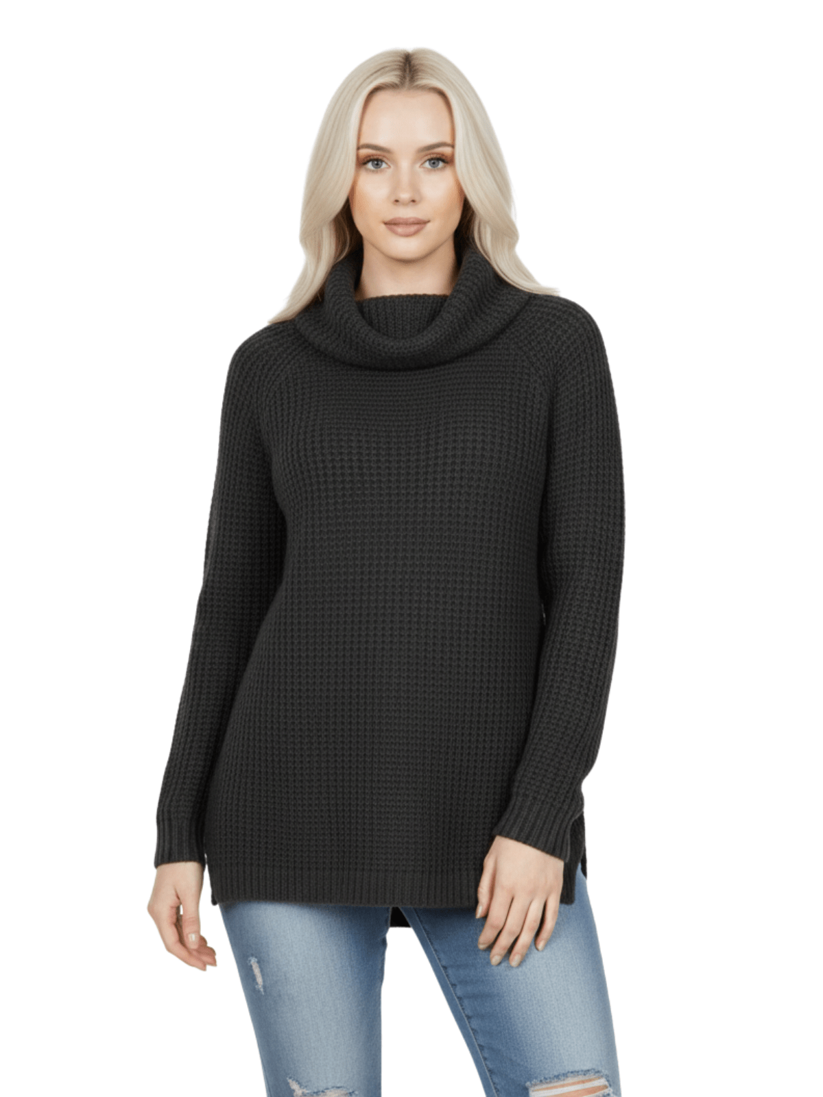 Cowl Neck Oversized Pop-Corn Knit Tunic Sweater MK3650 (S-L)
