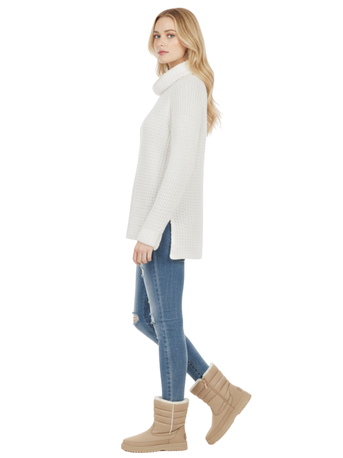 Cowl Neck Oversized Pop-Corn Knit Tunic Sweater MK3650 (S-L)