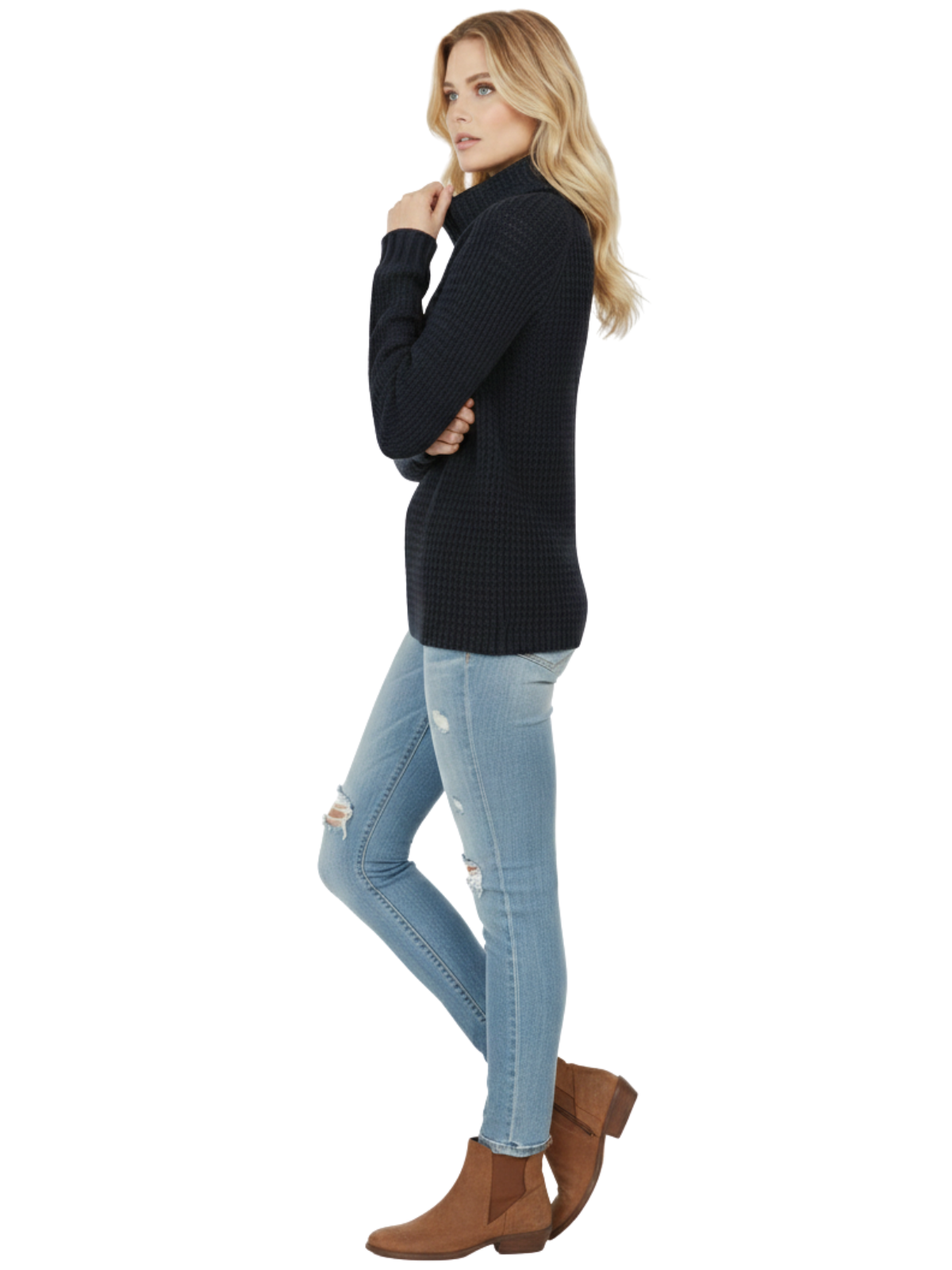 Cowl Neck Oversized Pop-Corn Knit Tunic Sweater MK3650 (S-L)