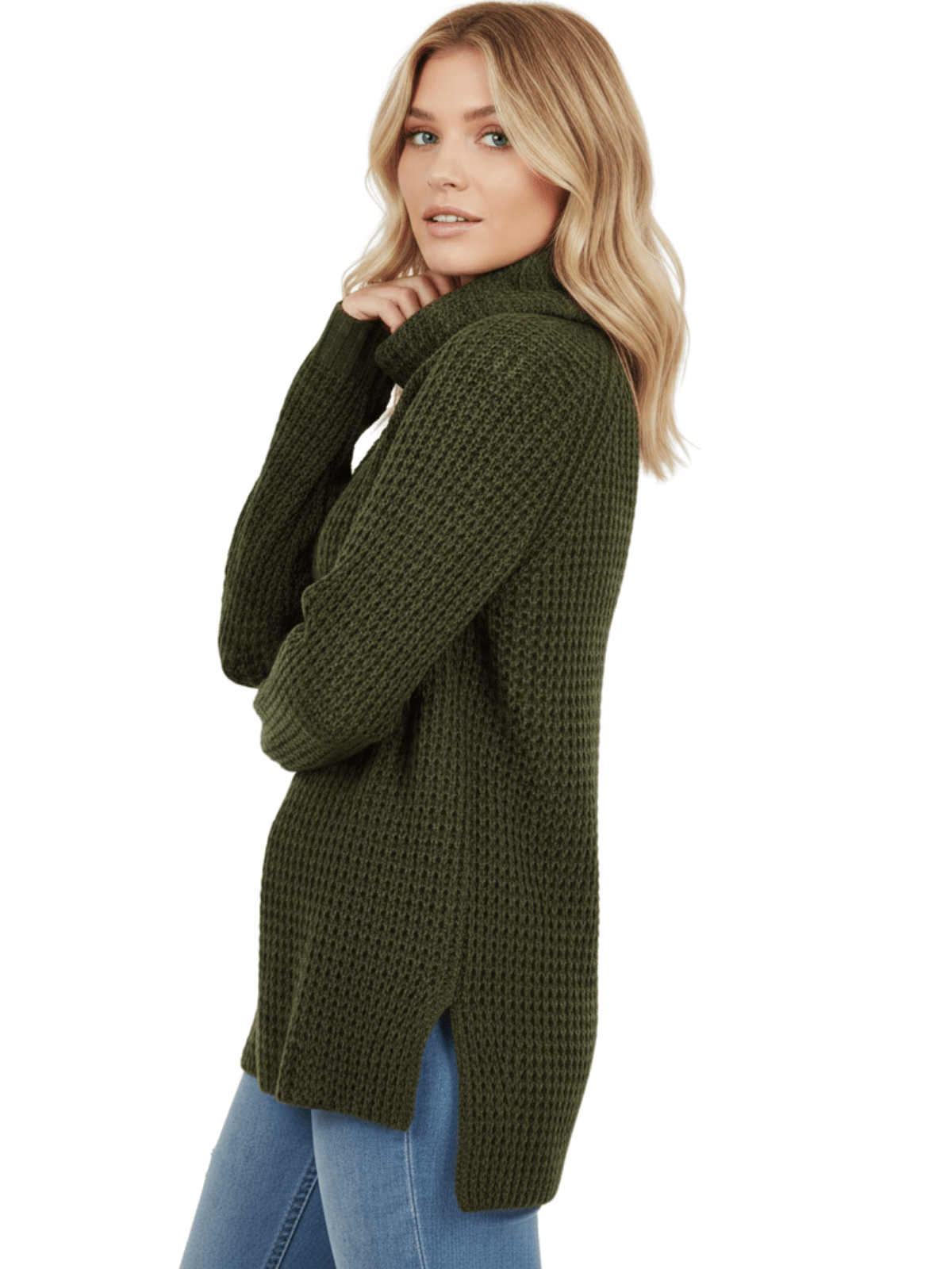Cowl Neck Oversized Pop-Corn Knit Tunic Sweater MK3650 (S-L)