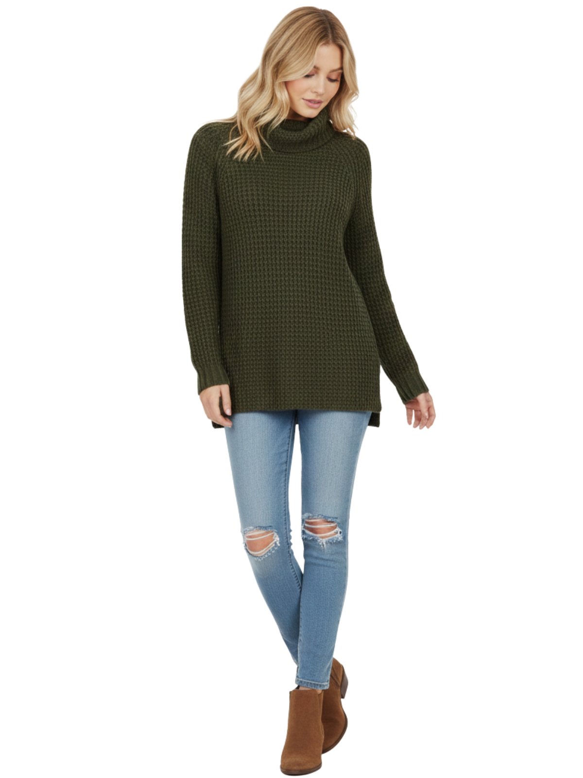 Cowl Neck Oversized Pop-Corn Knit Tunic Sweater MK3650 (S-L)