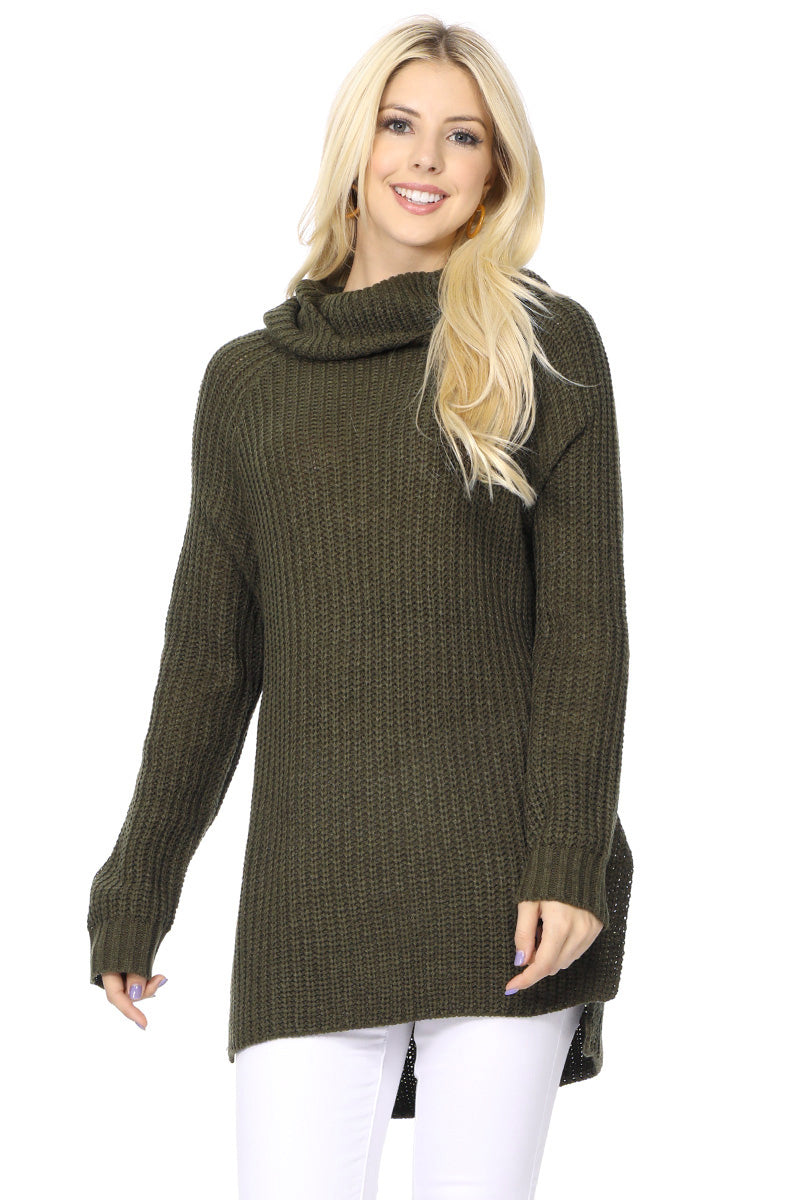 Women's Long Sleeve Turtleneck Pullover Tunic Sweater MK3660 (S-L)
