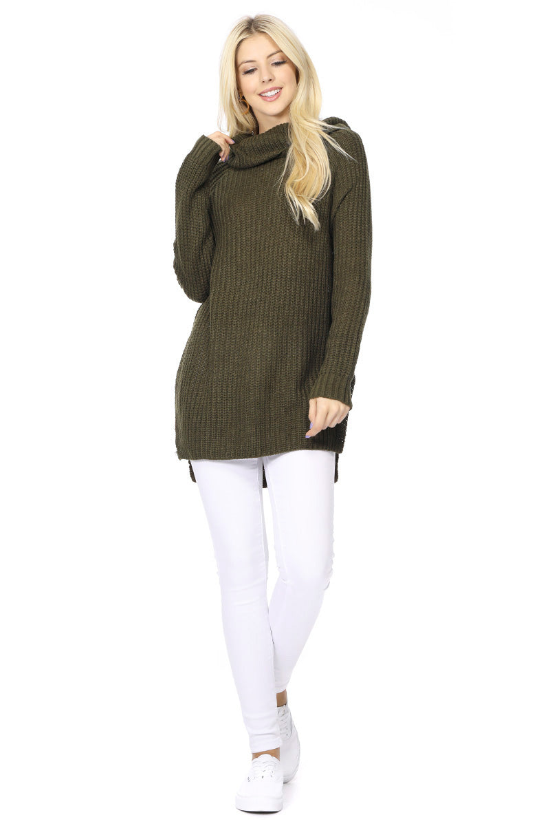 Women's Long Sleeve Turtleneck Pullover Tunic Sweater MK3660 (S-L)