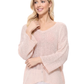 Open Back Sheer Batwing Sleeve Stretch Knit Top MK3662 (S-L)