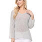 Open Back Sheer Batwing Sleeve Stretch Knit Top MK3662 (S-L)