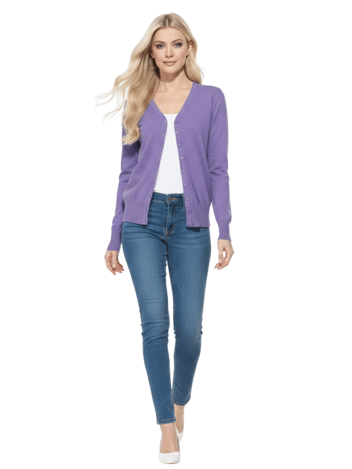 Women V-Neck Button Down Knit Cardigan Sweater MK5178 (S-XL)